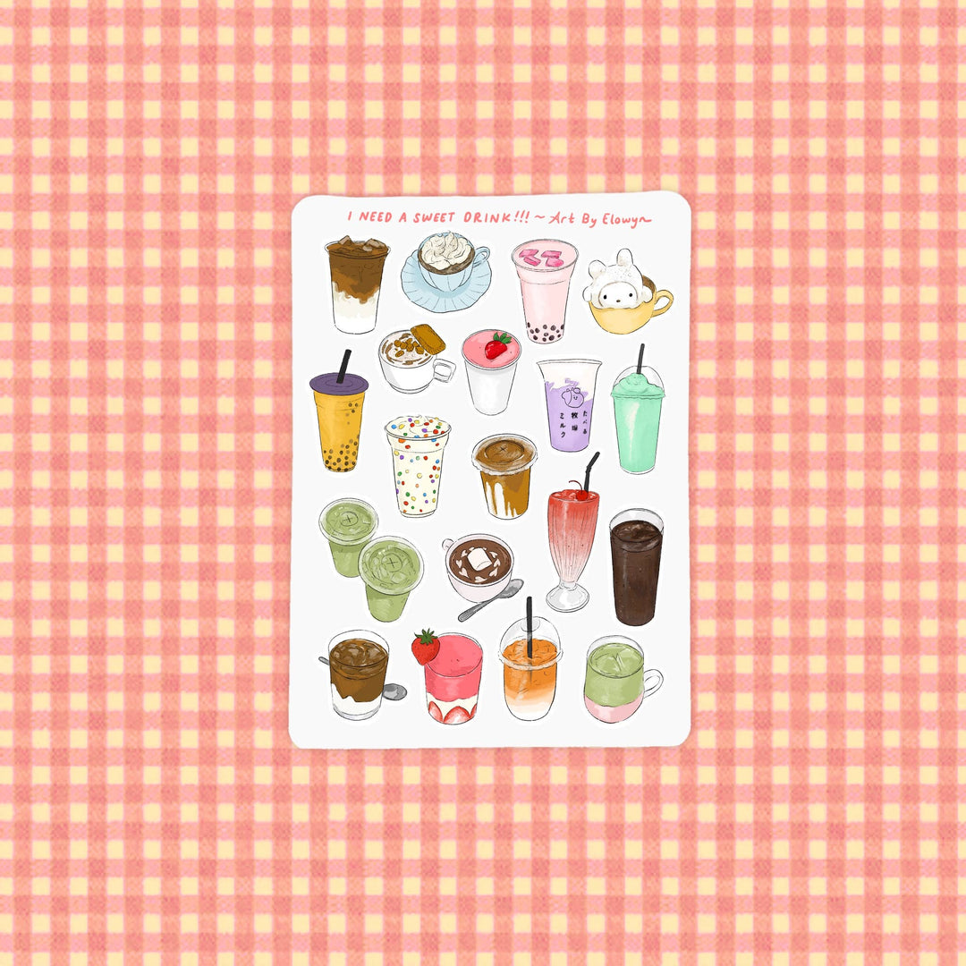 5x7 I Need a Sweet Drink Sticker Sheet