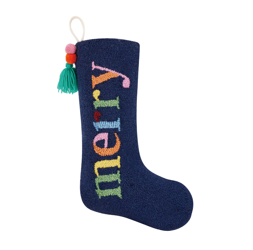 Merry Stocking With Pom Pom Tassel by Ampersand