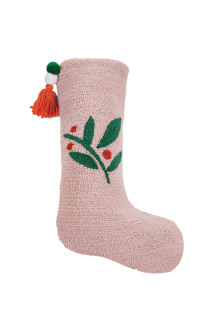 Pink Berries Stocking With Pom Pom Tassel by Ampersand