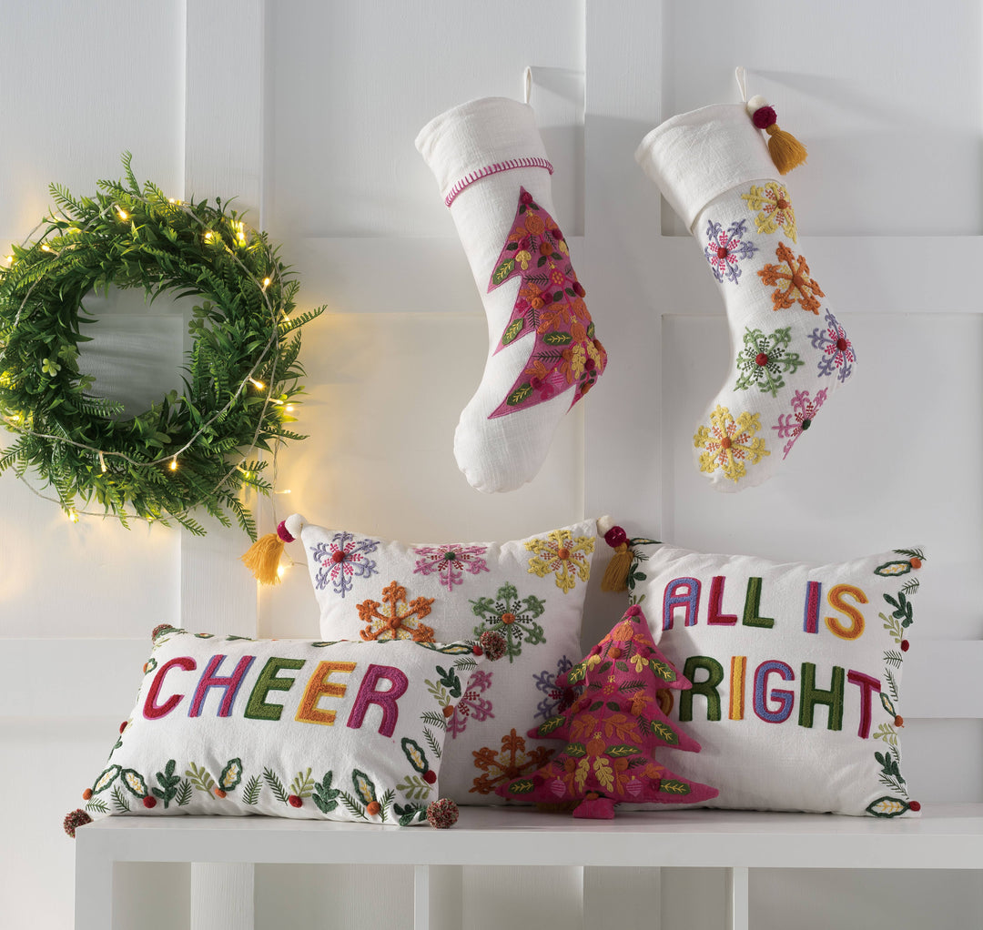 Merry Tree Embroidered Stocking