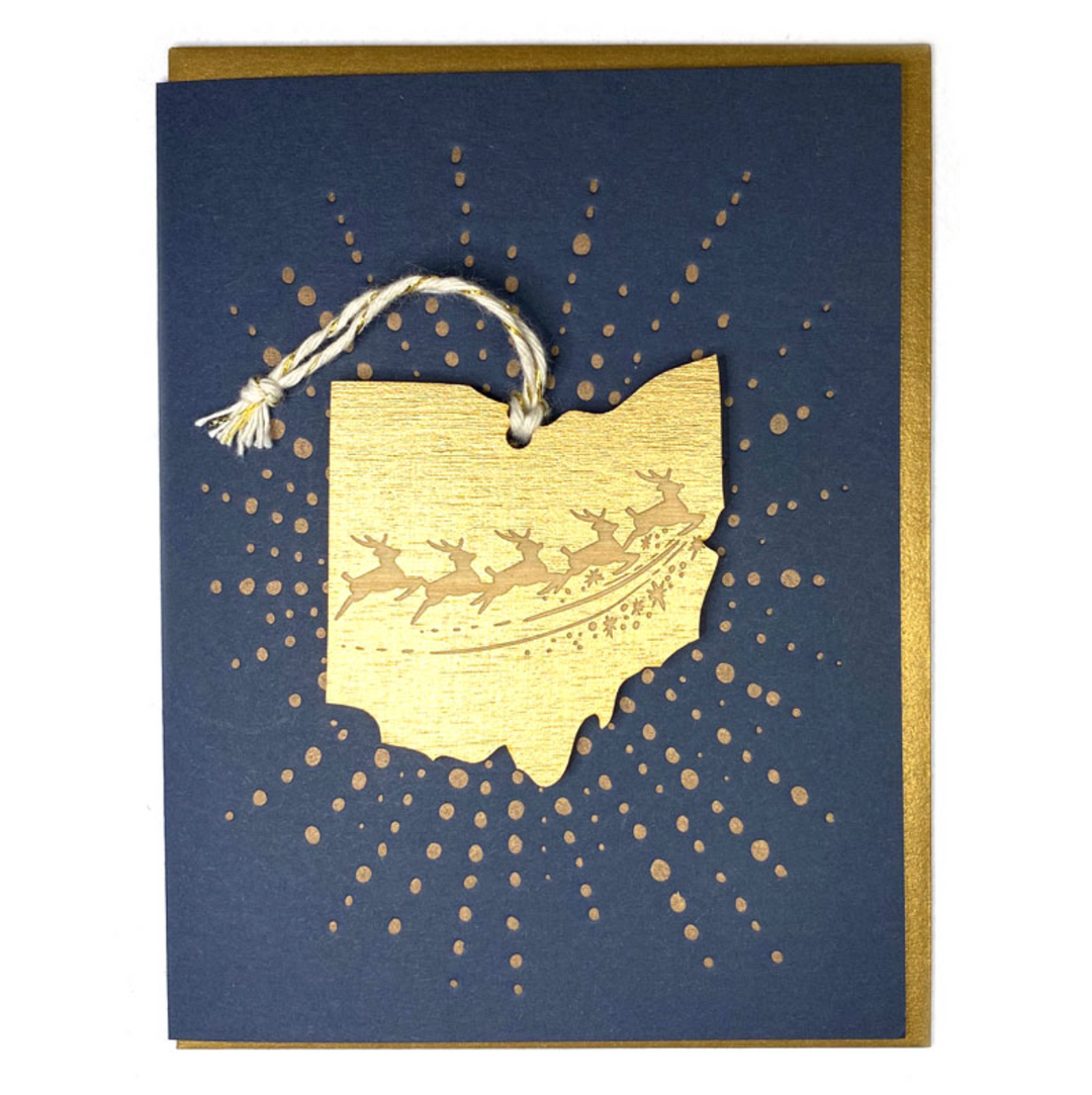 Ohio Reindeer Ornament Card